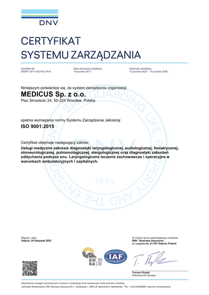 Medicus Clinic Certificate